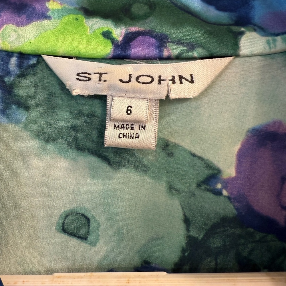 St. John Multicolor Floral silk Top - Picture 4 of 6